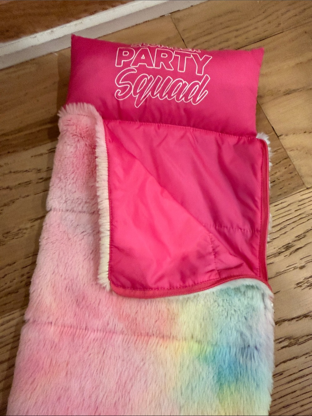 American Girl Bright Pink Pillow Tie-Dye Plush Sleep Bag - Picture 3 of 5